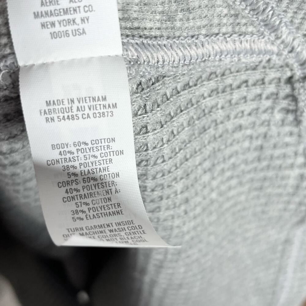 Aerie Lumberjane Waffle Knit Cardigan Sweater Womens Small Gray Button Up - Picture 9 of 9